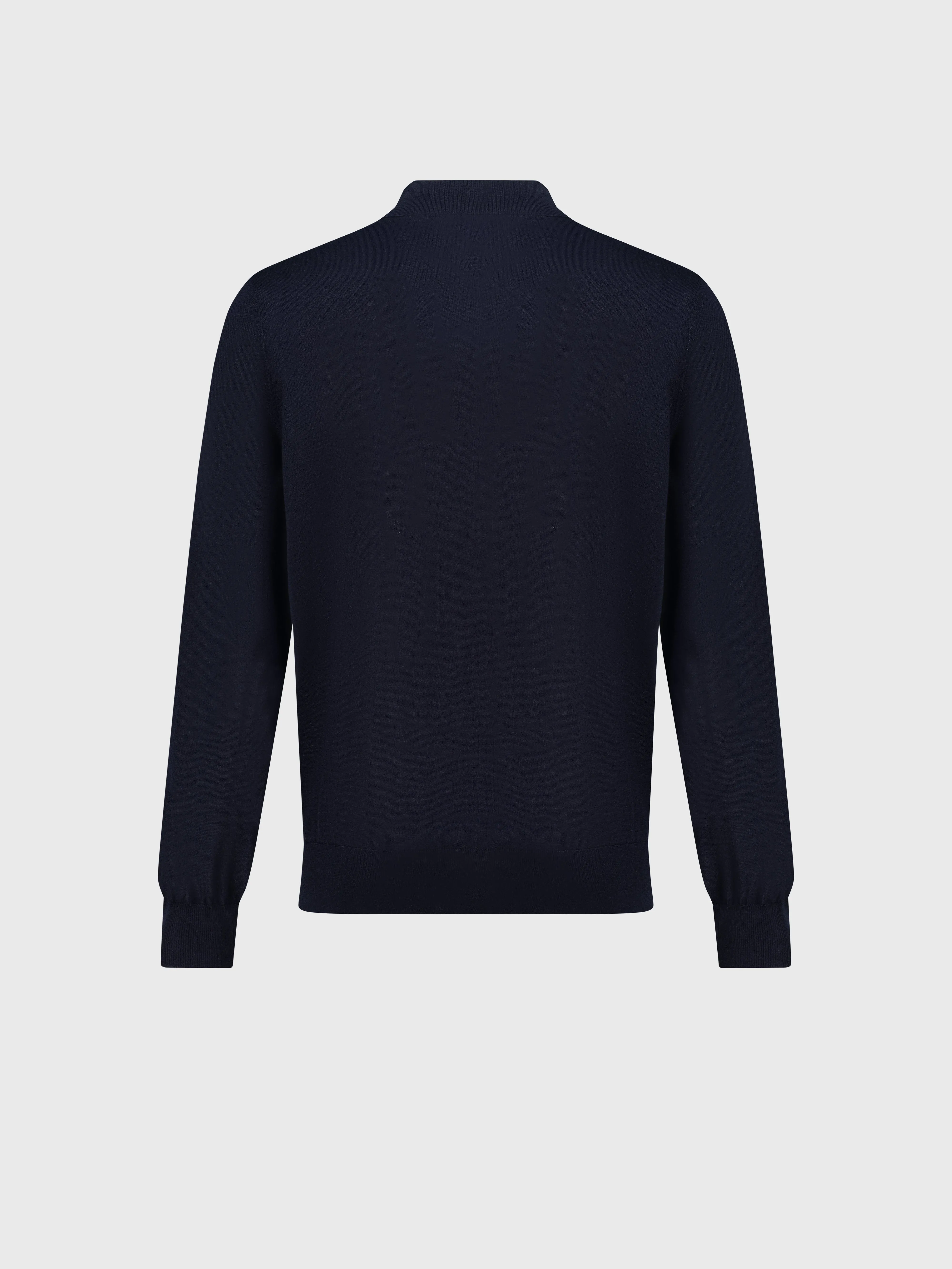 Zipped Polo Shirt in Cashmere and Silk Dark Navy